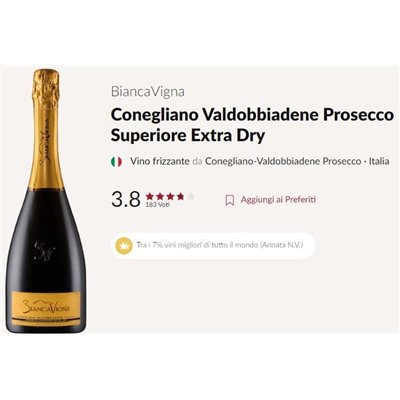 Conegliano Valdobbiadene D.O.C.G. Extradry Prosecco Superiore Millesimato - BiancaVigna Conegliano Valdobbiadene D.O.C.G. Extradry Prosecco Superiore Millesimato - BiancaVigna
