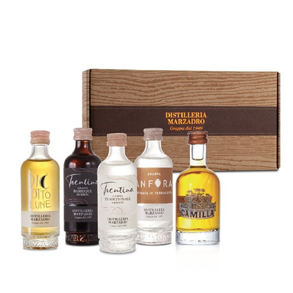 Confezione regalo"Set degustazione Mignon Marzadro" 5bt x 5 cl