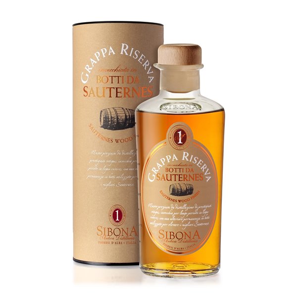 Grappa Riserva invecchiata in botti da Sauternes  - Distilleria Sibona 0,5 l.