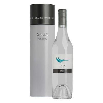 Grappa di Chardonnay Rossj Bass - Gaja 0,500 L. con elegante confezione regalo Grappa di Chardonnay Rossj Bass - Gaja 0,500 L. con elegante confezione regalo