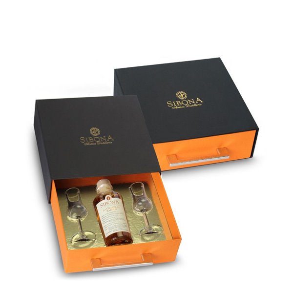 Distilleria Sibona - Confezione regalo 1 bt. 50cl Grappa di Nebbiolo con 2 bicchieri