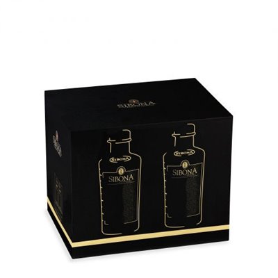 Distilleria Sibona - Confezione Box in Tavola (2 Bt. x50cl) : Grappa NEBBIOLO + Grappa BARBERA con 4 bicchieri Distilleria Sibona - Confezione Box in Tavola (2 Bt. x50cl) : Grappa NEBBIOLO + Grappa BARBERA con 4 bicchieri