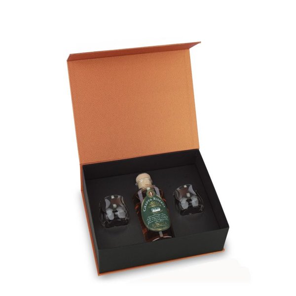 Distilleria Sibona - Confezione Regalo Eleganza Sibona Grappa Riserva Botti Da Madeira Con 2 Bicchieri