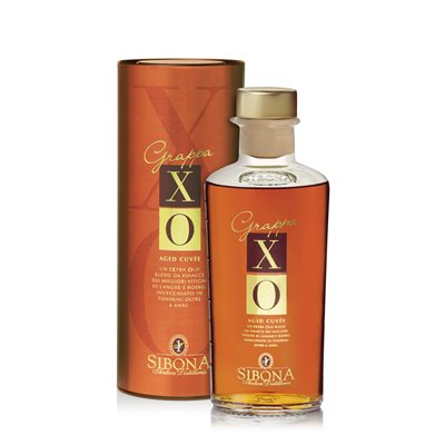 Distilleria Sibona - Confezione Regalo Esposizione Sibona 1 bt. Grappa XO Con 2 Bicchieri  0,5 l.