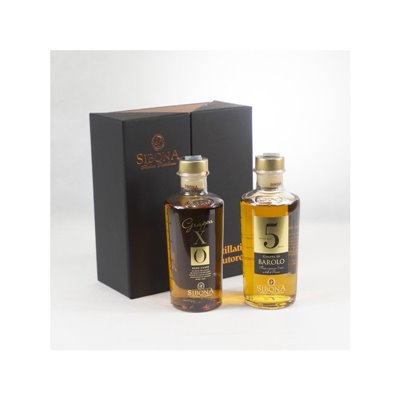 Distilleria Sibona - Confezione Regalo Esposizione Sibona Grappa Xo E Grappa Riserva Barolo Invecchiata 5 Anni (2x 50cl)