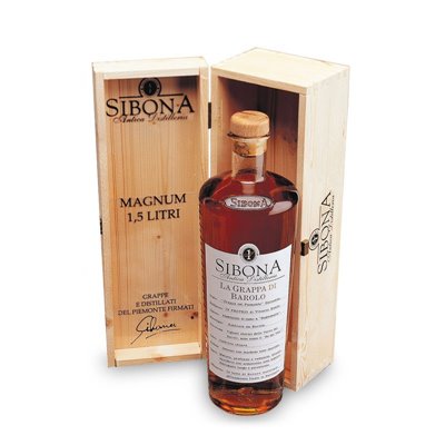 Distilleria Sibona - Confezione regalo Grappa di Barbera MAGNUM con astuccio in legno 1,5 lt Distilleria Sibona - Confezione regalo Grappa di Barbera MAGNUM con astuccio in legno 1,5 lt