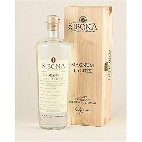 Distilleria Sibona - Confezione regalo Grappa di Barbaresco MAGNUM con astuccio in legno 1,5 lt