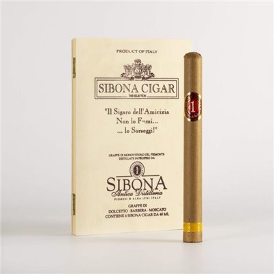 Distilleria Sibona - Confezione Regalo  Sigari con Grappa Monovitigno Dolcetto, Barbera, Moscato  cassetta in legno da 6 pz.