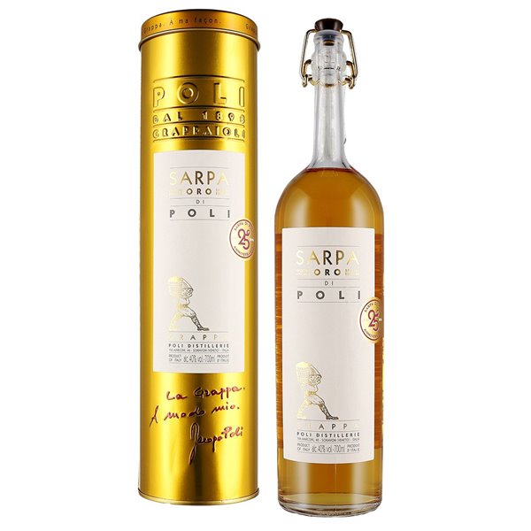 Grappa Sarpa  Oro Barrique di Poli 40° Distilleria Jacopo Poli con tubo di rame