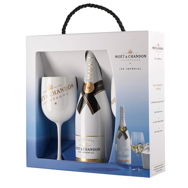 MOET & CHANDON Champagne ICE Imperial Coffret 1 bott +2 Flutes Cl.75