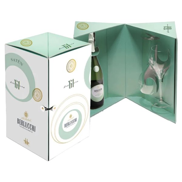 BERLUCCHI Confezione SCRIGNO ‘61 Saten/2 Flute Franciacorta docg