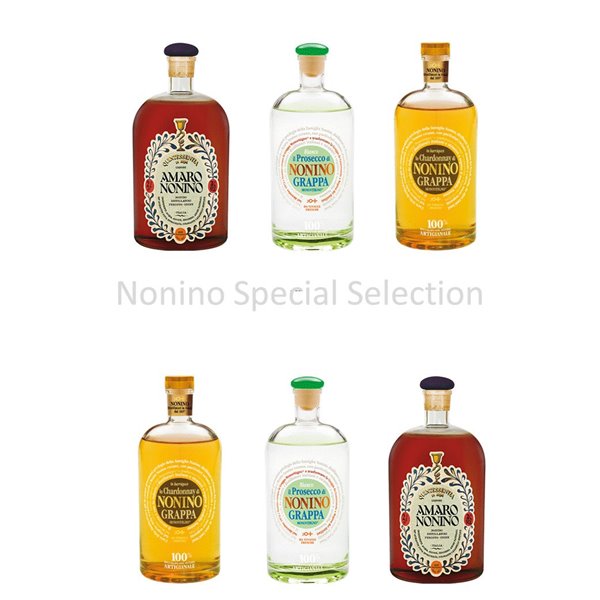 Confezione Speciale( 2 Prosecco+2 Chardonnay+2 Amaro)  Nonino Distillatori
